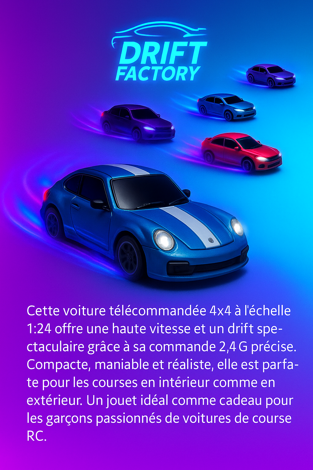 Voiture RC Drift 1:24 4x4 Haute Vitesse 2.4G