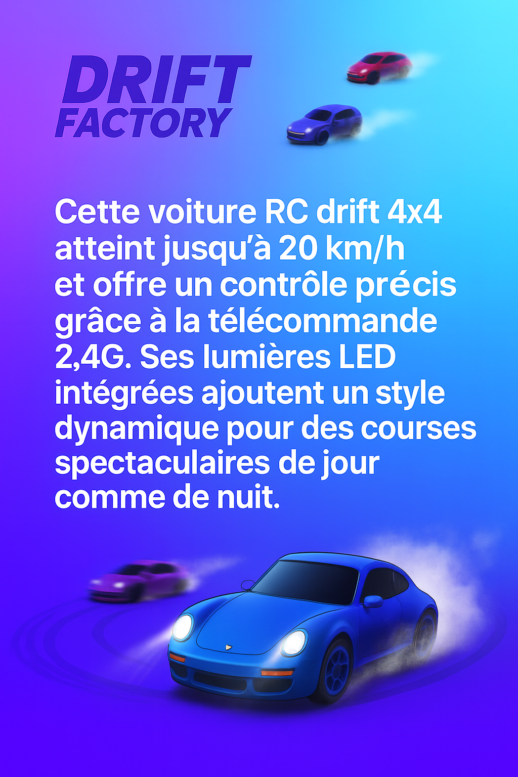 Voiture RC Drift 4x4 LED Haute Vitesse 2.4G